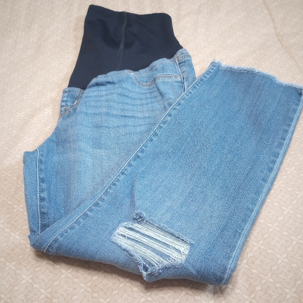 Isabel Maternity Crop Frayed Hem Jean